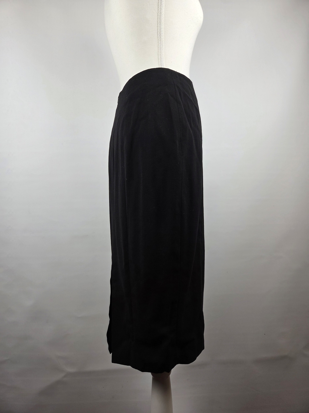 Vintage Holt Renfrew Studio Black Wool Pencil Skirt - Picture 8 of 12